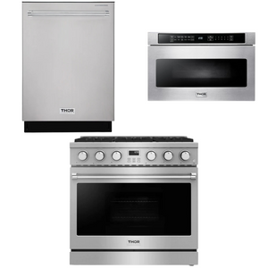 THOR Contemporary Package - 36" Gas Range, Dishwasher and Microwave, THOR-AP-ARG36-A30