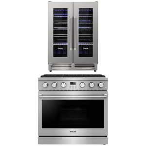 THOR Contemporary Package - 36" Gas Range and Wine Cooler, THOR-AP-ARG36-A9