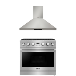 THOR Contemporary Package - 36" Gas Range and Range Hood, THOR-AP-ARG36LP-B1