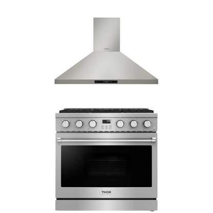 THOR Contemporary Package - 36" Gas Range and Range Hood, THOR-AP-ARG36LP-B1