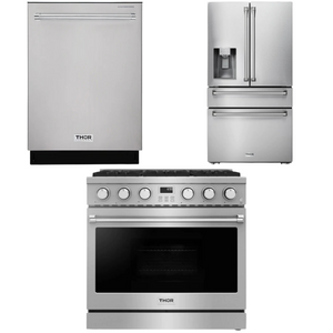 THOR Contemporary Package - 36" Gas Range, Refrigerator and Dishwasher, THOR-AP-ARG36LP-B27
