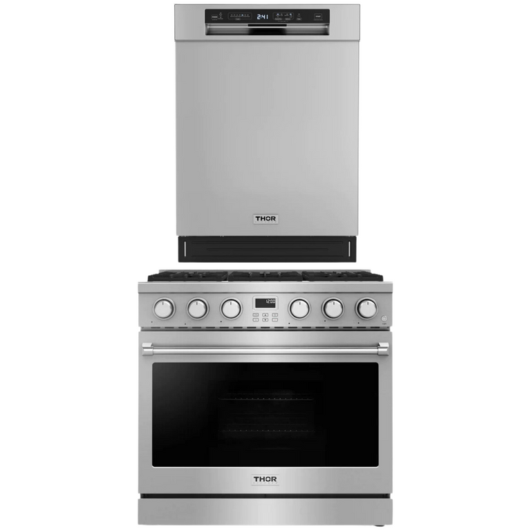 Thor Contemporary Package - 36" Gas Range and Dishwasher, Thor-AP-ARG36LP-B3