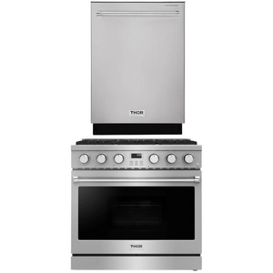 THOR Contemporary Package - 36" Gas Range and Dishwasher, THOR-AP-ARG36LP-B4