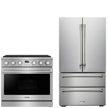 THOR Contemporary Package - 36" Gas Range and Refrigerator, THOR-AP-ARG36LP-B5