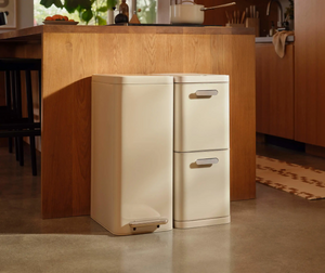 Caraway 45L 2-Drawer Recycling Bin in Cream