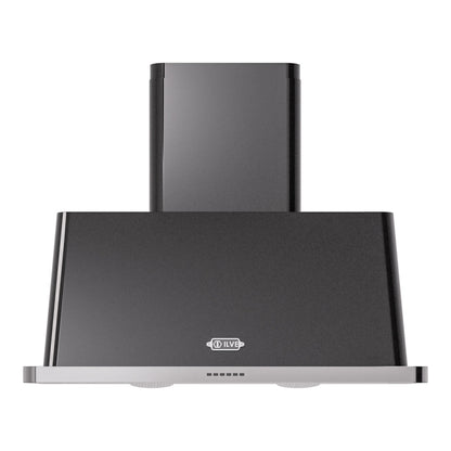 ILVE Majestic II 40-Inch Chimney Wall-Mount Ducted Range Hood, 600 CFM, Glossy Black, UAM100BK