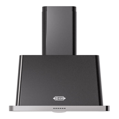 ILVE Majestic II 30-Inch Chimney Wall-Mount Ducted Range Hood, 600 CFM, Glossy Black, UAM76BK