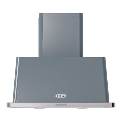 ILVE Majestic II 36-Inch Chimney Wall-Mount Ducted Range Hood, 600 CFM, Blue Grey, UAM90BG