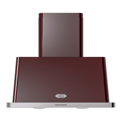 ILVE Majestic II 36-Inch Chimney Wall-Mount Ducted Range Hood, 600 CFM, Burgundy, UAM90BU