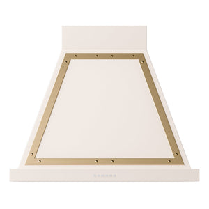 ILVE Nostalgie II Noblesse 30-Inch Canopy Wall-Mount Ducted Range Hood, 600 CFM, Antique White with Brass Trim, UANB30AWG