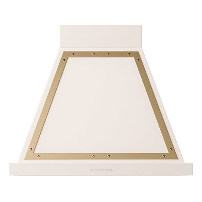 ILVE Nostalgie II Noblesse 30-Inch Canopy Wall-Mount Ducted Range Hood, 600 CFM, Antique White with Brass Trim, UANB30AWG