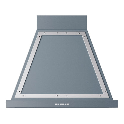 ILVE Nostalgie II Noblesse 30-Inch Canopy Wall-Mount Ducted Range Hood, 600 CFM, Blue Grey with Chrome Trim, UANB30BGC