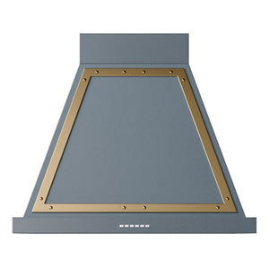 ILVE Nostalgie II Noblesse 30-Inch Canopy Wall-Mount Ducted Range Hood, 600 CFM, Blue Grey with Brass Trim, UANB30BGG