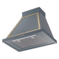 ILVE Nostalgie II Noblesse 30-Inch Canopy Wall-Mount Ducted Range Hood, 600 CFM, Blue Grey with Brass Trim, UANB30BGG