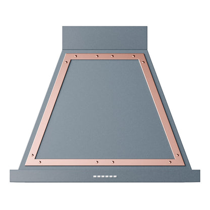 ILVE Nostalgie II Noblesse 30-Inch Canopy Wall-Mount Ducted Range Hood, 600 CFM, Blue Grey with Copper Trim, UANB30BGP