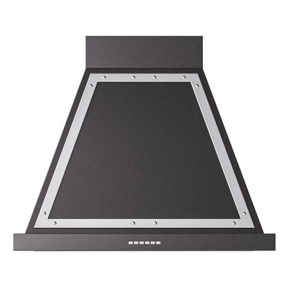 ILVE Nostalgie II Noblesse 30-Inch Canopy Wall-Mount Ducted Range Hood, 600 CFM, Glossy Black with Chrome Trim, UANB30BKC
