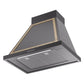 ILVE Nostalgie II Noblesse 30-Inch Canopy Wall-Mount Ducted Range Hood, 600 CFM, Glossy Black with Brass Trim, UANB30BKG