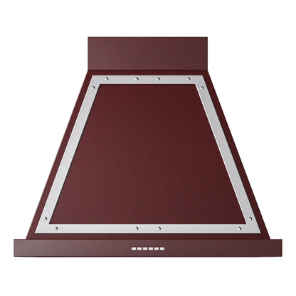 ILVE Nostalgie II Noblesse 30-Inch Canopy Wall-Mount Ducted Range Hood, 600 CFM, Burgundy with Chrome Trim, UANB30BUC