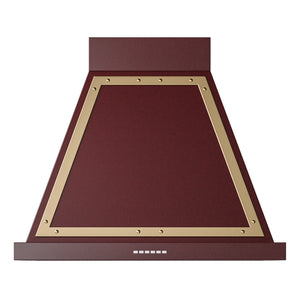 ILVE Nostalgie II Noblesse 30-Inch Canopy Wall-Mount Ducted Range Hood, 600 CFM, Burgundy with Brass Trim, UANB30BUG
