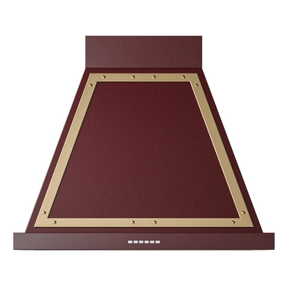 ILVE Nostalgie II Noblesse 30-Inch Canopy Wall-Mount Ducted Range Hood, 600 CFM, Burgundy with Brass Trim, UANB30BUG