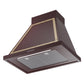 ILVE Nostalgie II Noblesse 30-Inch Canopy Wall-Mount Ducted Range Hood, 600 CFM, Burgundy with Brass Trim, UANB30BUG