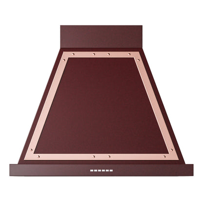 ILVE Nostalgie II Noblesse 30-Inch Canopy Wall-Mount Ducted Range Hood, 600 CFM, Burgundy with Copper Trim, UANB30BUP
