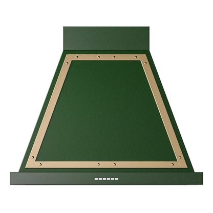 ILVE Nostalgie II Noblesse 30-Inch Canopy Wall-Mount Ducted Range Hood, 600 CFM, Emerald Green with Brass Trim, UANB30EGG