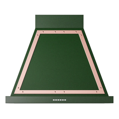 ILVE Nostalgie II Noblesse 30-Inch Canopy Wall-Mount Ducted Range Hood, 600 CFM, Emerald Green with Copper Trim, UANB30EGP
