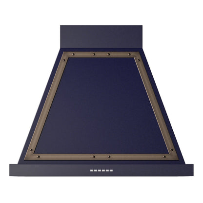 ILVE Nostalgie II Noblesse 30-Inch Canopy Wall-Mount Ducted Range Hood, 600 CFM, Midnight Blue with Burnished Trim, UANB30MBB