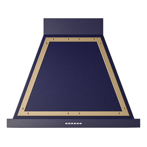 ILVE Nostalgie II Noblesse 30-Inch Canopy Wall-Mount Ducted Range Hood, 600 CFM, Midnight Blue with Brass Trim, UANB30MBG
