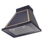 ILVE Nostalgie II Noblesse 30-Inch Canopy Wall-Mount Ducted Range Hood, 600 CFM, Midnight Blue with Brass Trim, UANB30MBG