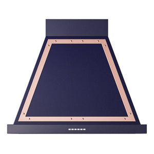 ILVE Nostalgie II Noblesse 30-Inch Canopy Wall-Mount Ducted Range Hood, 600 CFM, Midnight Blue with Copper Trim, UANB30MBP