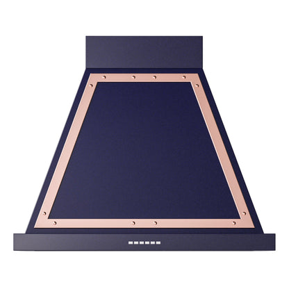 ILVE Nostalgie II Noblesse 30-Inch Canopy Wall-Mount Ducted Range Hood, 600 CFM, Midnight Blue with Copper Trim, UANB30MBP