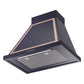 ILVE Nostalgie II Noblesse 30-Inch Canopy Wall-Mount Ducted Range Hood, 600 CFM, Midnight Blue with Copper Trim, UANB30MBP
