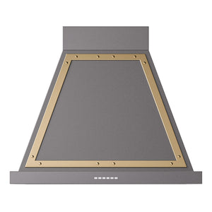 ILVE Nostalgie II Noblesse 30-Inch Canopy Wall-Mount Ducted Range Hood, 600 CFM, Graphite Matte with Brass Trim, UANB30MGG
