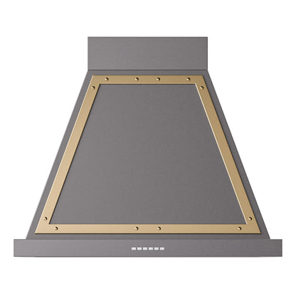 ILVE Nostalgie II Noblesse 30-Inch Canopy Wall-Mount Ducted Range Hood, 600 CFM, Graphite Matte with Brass Trim, UANB30MGG