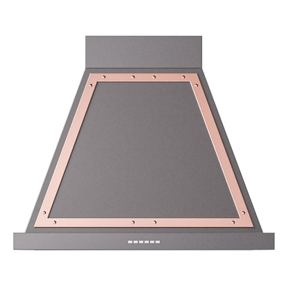 ILVE Nostalgie II Noblesse 30-Inch Canopy Wall-Mount Ducted Range Hood, 600 CFM, Graphite Matte with Copper Trim, UANB30MGP