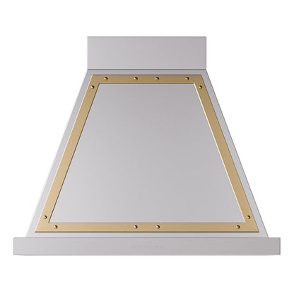 ILVE Nostalgie II Noblesse 30-Inch Canopy Wall-Mount Ducted Range Hood, 600 CFM, Stainless Steel with Brass Trim, UANB30SSG
