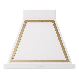 ILVE Nostalgie II Noblesse 30-Inch Canopy Wall-Mount Ducted Range Hood, 600 CFM, White with Brass Trim, UANB30WHG