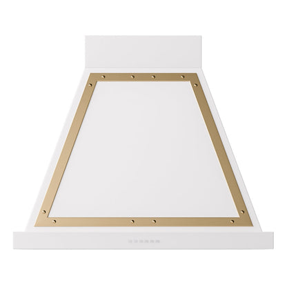 ILVE Nostalgie II Noblesse 30-Inch Canopy Wall-Mount Ducted Range Hood, 600 CFM, White with Brass Trim, UANB30WHG