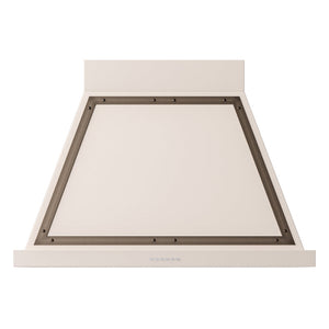 ILVE Nostalgie II Noblesse 36-Inch Canopy Wall-Mount Ducted Range Hood, 600 CFM, Antique White with Burnished Trim, UANB36AWB
