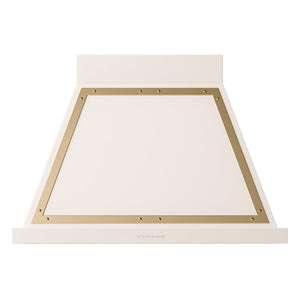 ILVE Nostalgie II Noblesse 36-Inch Canopy Wall-Mount Ducted Range Hood, 600 CFM, Antique White with Brass Trim, UANB36AWG