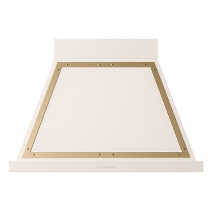 ILVE Nostalgie II Noblesse 36-Inch Canopy Wall-Mount Ducted Range Hood, 600 CFM, Antique White with Brass Trim, UANB36AWG