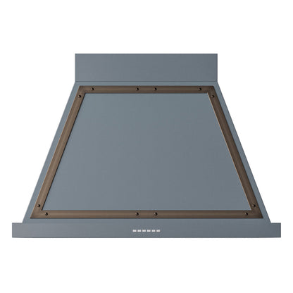 ILVE Nostalgie II Noblesse 36-Inch Canopy Wall-Mount Ducted Range Hood, 600 CFM, Blue Grey with Burnished Trim, UANB36BGB