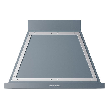 ILVE Nostalgie II Noblesse 36-Inch Canopy Wall-Mount Ducted Range Hood, 600 CFM, Blue Grey with Chrome Trim, UANB36BGC