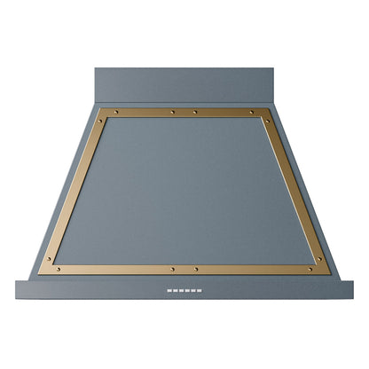 ILVE Nostalgie II Noblesse 36-Inch Canopy Wall-Mount Ducted Range Hood, 600 CFM, Blue Grey with Brass Trim, UANB36BGG