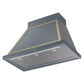 ILVE Nostalgie II Noblesse 36-Inch Canopy Wall-Mount Ducted Range Hood, 600 CFM, Blue Grey with Brass Trim, UANB36BGG
