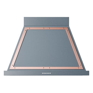 ILVE Nostalgie II Noblesse 36-Inch Canopy Wall-Mount Ducted Range Hood, 600 CFM, Blue Grey with Copper Trim, UANB36BGP
