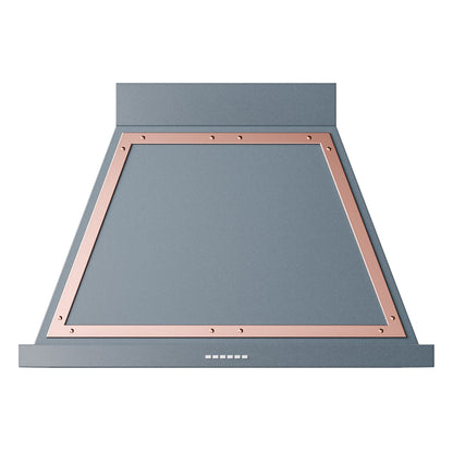 ILVE Nostalgie II Noblesse 36-Inch Canopy Wall-Mount Ducted Range Hood, 600 CFM, Blue Grey with Copper Trim, UANB36BGP