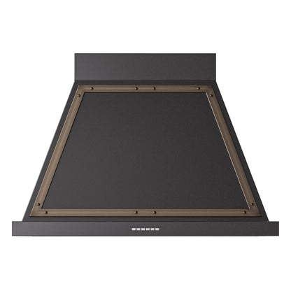 ILVE Nostalgie II Noblesse 36-Inch Canopy Wall-Mount Ducted Range Hood, 600 CFM, Glossy Black with Burnished Trim, UANB36BKB